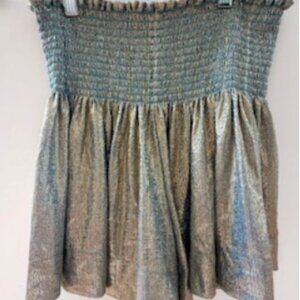 QUEEN OF SPARKLE GOLD METALLIC SMOCKED SKORT SIZE: SMALL